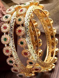 T4 JEWELS Set Of 2 Kundan Gold Plated Bangles