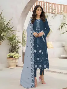 ODETTE Floral Embroidered Georgette Semi-Stitched Dress Material