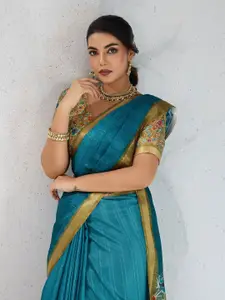 Rekha Maniyar Striped Zari Pure Chiffon Saree