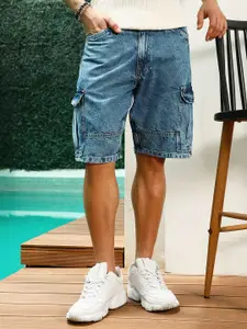 Campus Sutra Men Regular Fit Denim Cargo Shorts