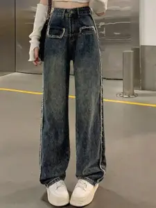 StyleCast Women Straight Fit High-Rise Dark Jeans