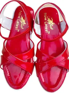 NEW LATEST Girls Red Open Toe Flats