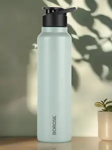 BOROSIL Sea Green Typography Printed Stainless Steel Tip Open Water Bottle 840ml
