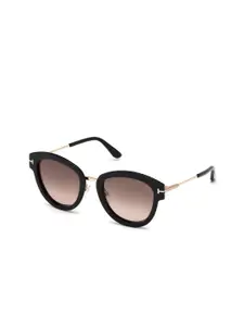 Tom Ford Women Full Rim Round Sunglasses with UV Protected Lens FT0574 52 01T