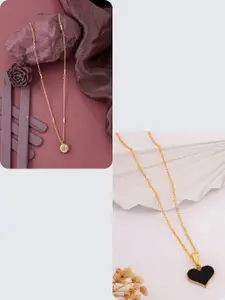 DressBerry Set of 2 Gold-Plated Feather Necklace