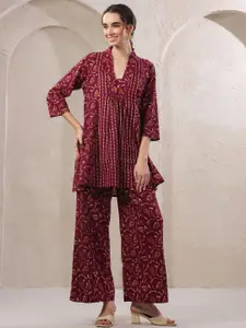 JISORA Printed V Neck Cotton Top With Trousers Co-Ords