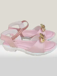 NEW LATEST Girls Pink Embellished Open Toe Flats