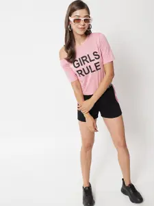 Raabta Fashion Women Tpography Print One Shoulder Top