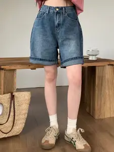 StyleCast Women Relaxed Fit Knee Length Denim Shorts