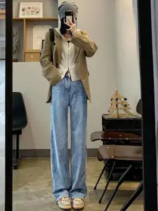 StyleCast Women Straight Fit High-Rise Light Fade Cotton Jeans