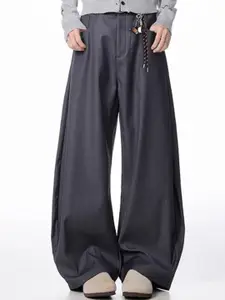 StyleCast x Revolte Men Grey Wide Leg Loose Fit Trousers