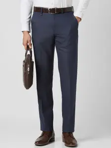 Van Heusen Men Self Design Slim Fit Formal Trousers