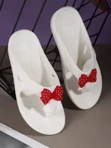 Killer Women Embellished Thong Flip-Flops With Bow