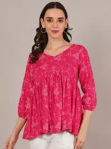 Tviksha Fashion Women Floral Printed V-Neck Peplum Top