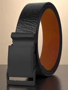 Provogue Men Textured Leather Belt With Slider Buckle