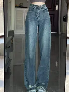 StyleCast Women Straight Fit High-Rise Medium Shade Jeans