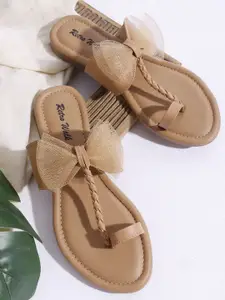 Retro Walk Women Embellished One Toe Flats With Bow