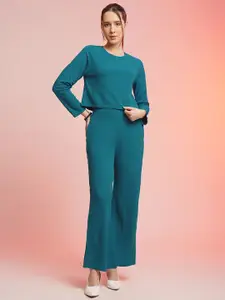 SRUTVA FASHION Round Neck Crop Top With Trousers