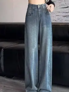 StyleCast Women Wide Leg High-Rise Medium Shade Jeans