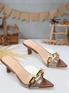 AVIVASTYLE Women Transparent Kitten Heel Peep Toe