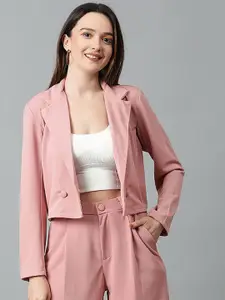 Stylecast X Kotty Notched Lapel Single Breasted Crop Blazer