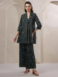JISORA Printed V Neck Cotton Top With Trousers Co-Ords