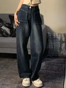 StyleCast Women Wide Leg High-Rise Dark Fade Jeans