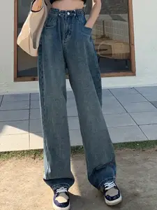 StyleCast Women High-Rise Straight Fit Medium Fade Jeans