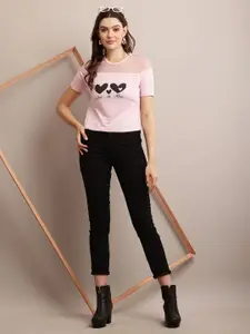 Raabta Fashion Women Round Neck Tropical Print Semi Sheer Top