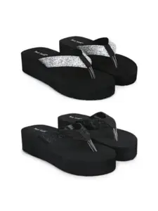 TWO SOFT Women Set Of 2 Thong Flip-Flops
