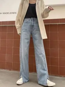 StyleCast Women Wide Leg High-Rise Clean Look No Fade Non Stretchable Jeans