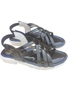 NEW LATEST Girls Black Open Toe Flats