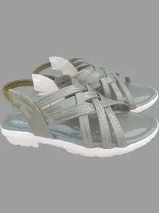 NEW LATEST Girls Grey And White Sole Gladiators Lace-Ups Round Toe Casual Sling Back Flats