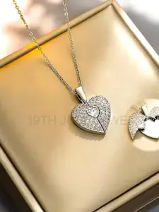 19TH JULY JEWELS Women Stone Studded Silver Plated Chain with Pendant