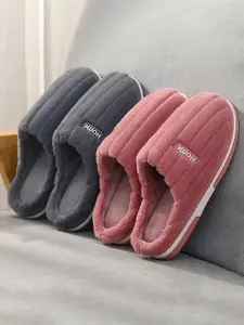 WOLVESDEN Set Of 2 Striped Room Slippers