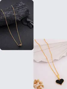 DressBerry Women Pack Of 2 Gold-Plated Chains With Pendant