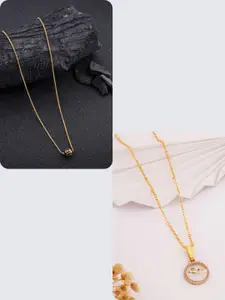 DressBerry 2-Piece Gold-Plated Pendant Chain Necklace