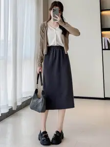 Outzidr Women A-Line Midi Skirt