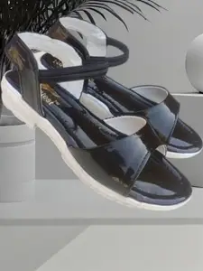 NEW LATEST Girls Black Open Toe Flats