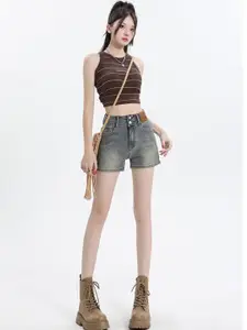 StyleCast Women Slim Fit Mid-Rise Denim Shorts