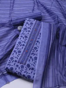 Meena Bazaar Floral Printed Mirror Work Unstitched Dress Material