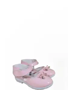 NEW LATEST Girls Pink Bow Embellished Velcro Flats
