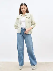 Styli Women Solid Spread Collar Casual Shirt