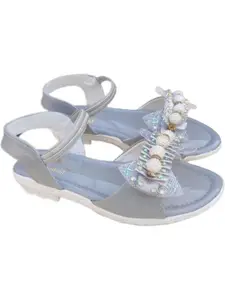 NEW LATEST Girls Grey Embellished Open Toe Flats