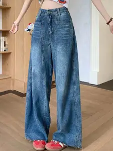 StyleCast Women Wide Leg High-Rise Medium Fade Jeans