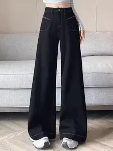 StyleCast Women Wide Leg High-Rise Dark Jeans