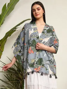 Ravaiyaa Women Ethnic Motifs Printed Cotton Scarf With Tassels