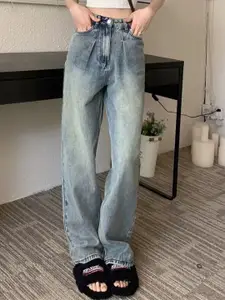 StyleCast Women Straight Fit High-Rise Medium Fade Jeans