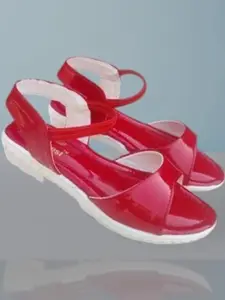 NEW LATEST Girls Red Slip On Open Toe Flats