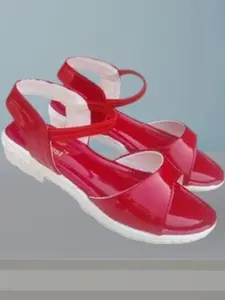 NEW LATEST Girls Red Open Toe Flats